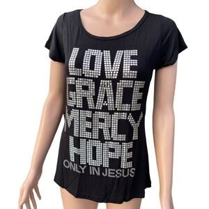 GOSPEL TEES Black Blouse Women Sz P barely used